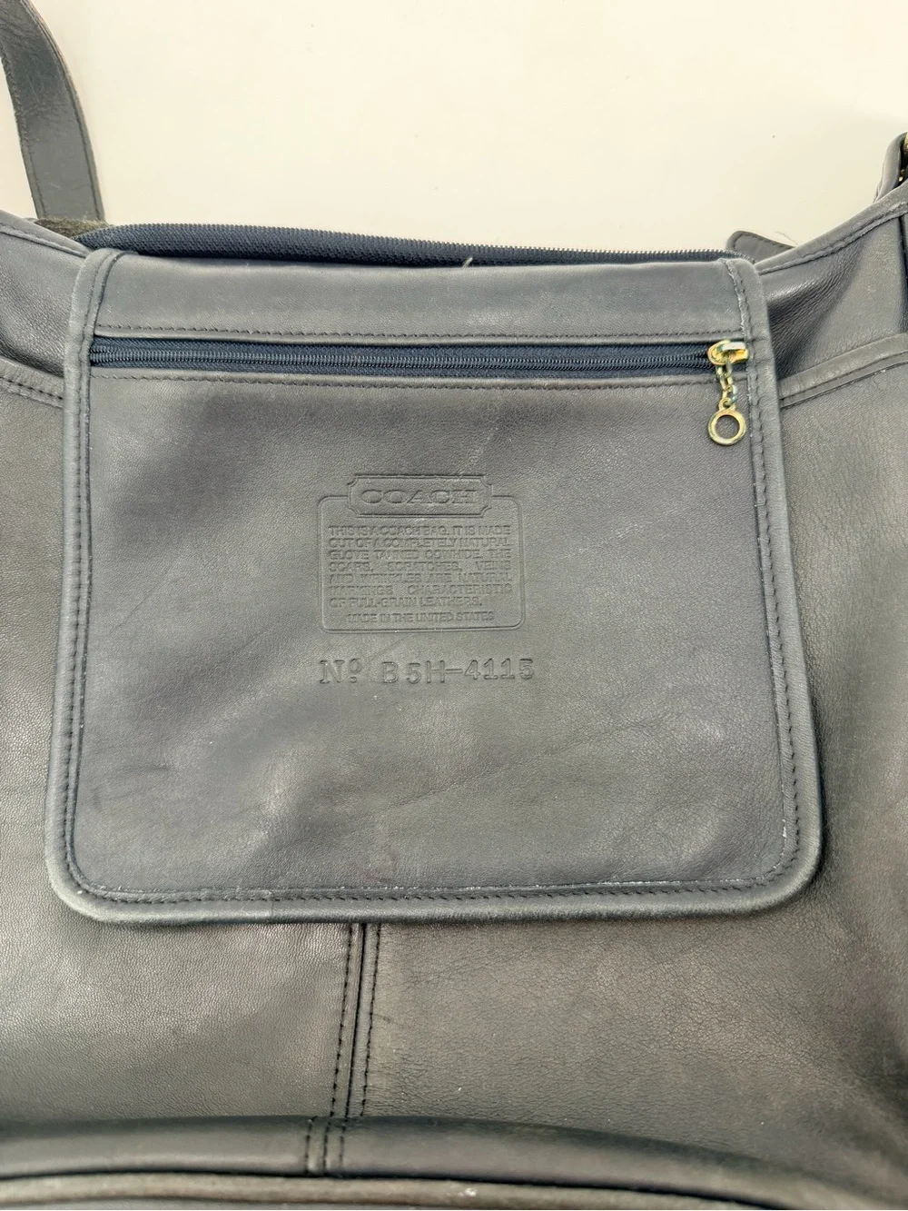 Vintage 90s Coach Whitney Flap Satchel Bag Dark Blue FLAWS